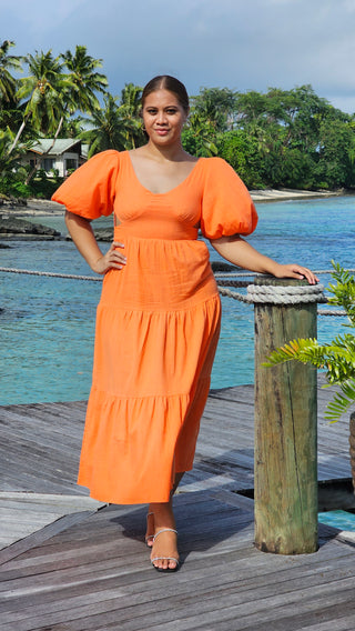 Orange Balloon Dress